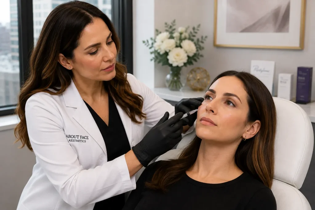 Under eye tear trough filler treatment at About Face Aesthetics in Philadelphia